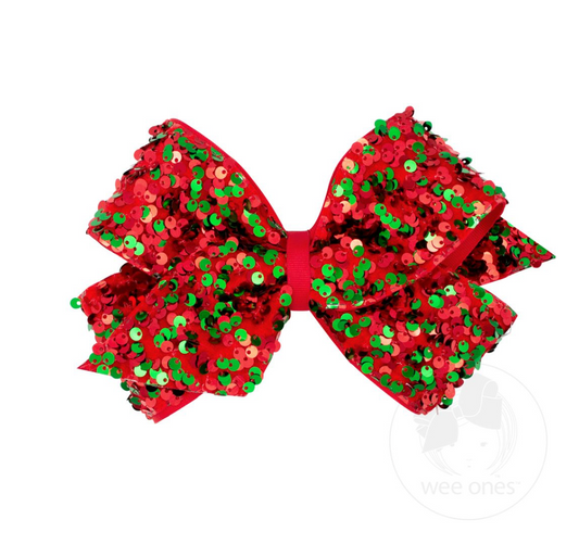 King Red/Green Sequin Bow