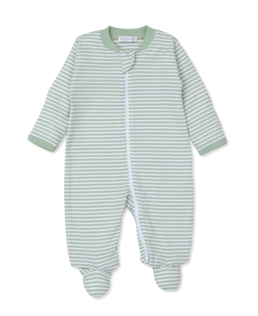 Kissy Kissy Green Stripe Zipper Footie