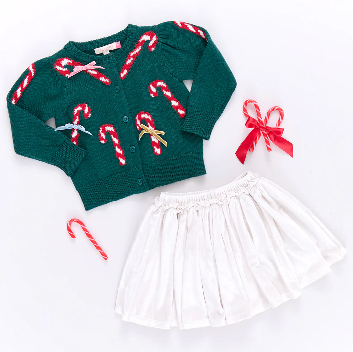 Green Candy Cane Bows Constance Sweater