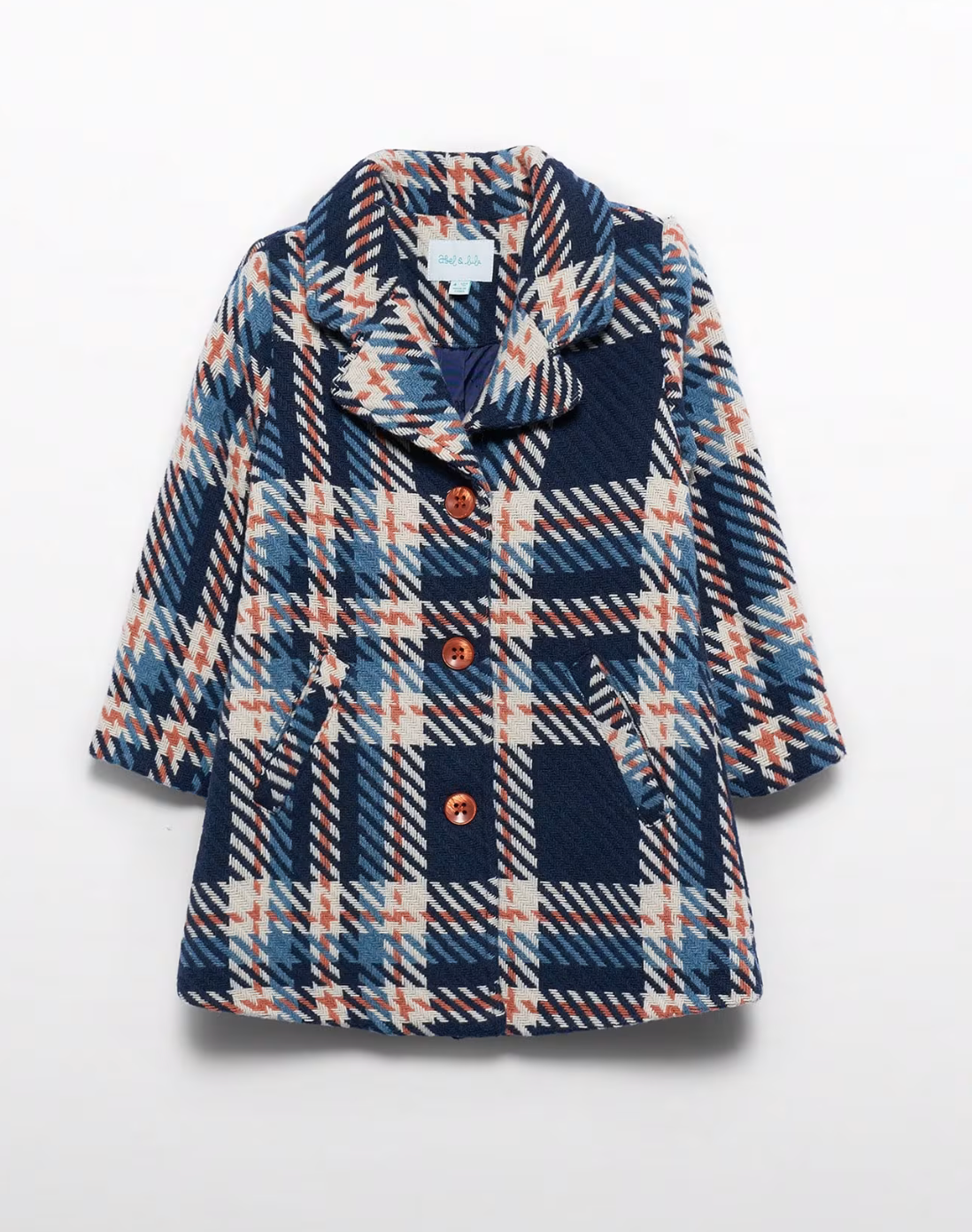 Girls Plaid Wool Coat