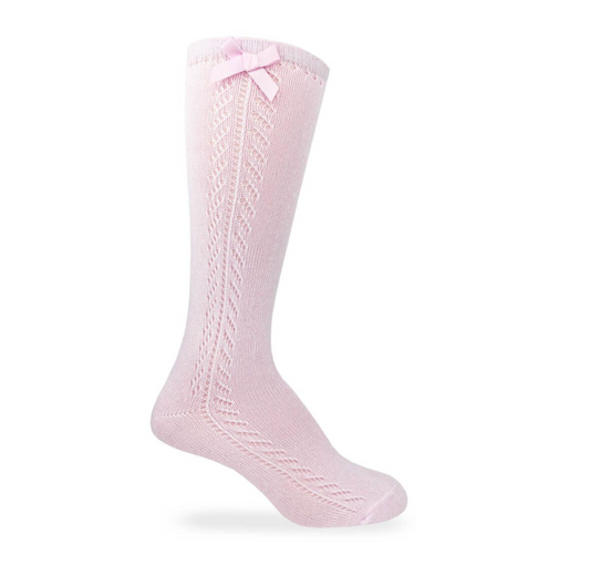 Pointelle Bow Knee High Socks