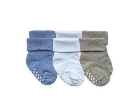 Boys Non-Skid Turn Cuff Socks