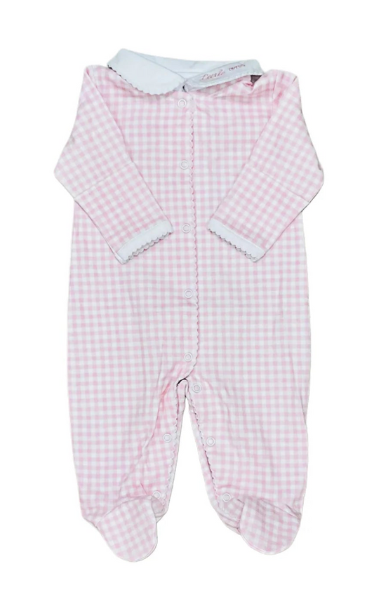 "Little One" Pink Gingham Footie