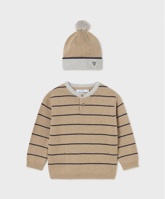 Baby Striped Sweater with Hat