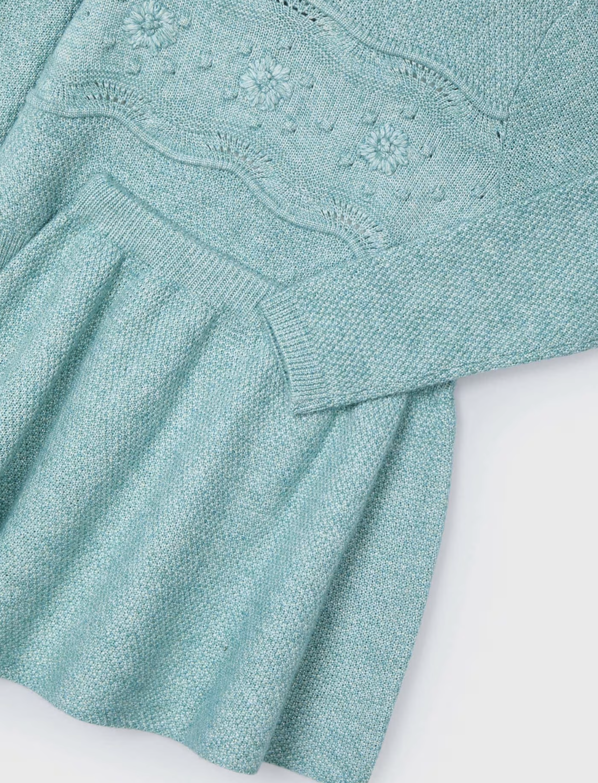 Teal Knit Skirt and Sweater Set