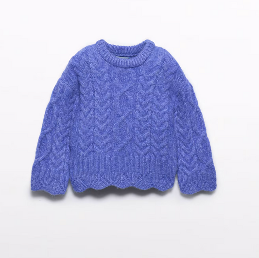 Blue Braided Sweater