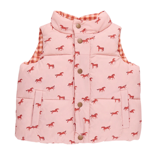 Pink Chicken Pink Horse Puffer Vest