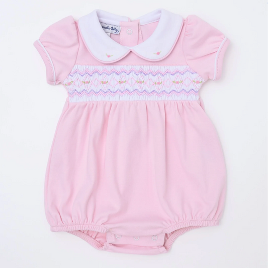 Magnolia Baby Hazel Smocked Collared Short Sleeve Bubble