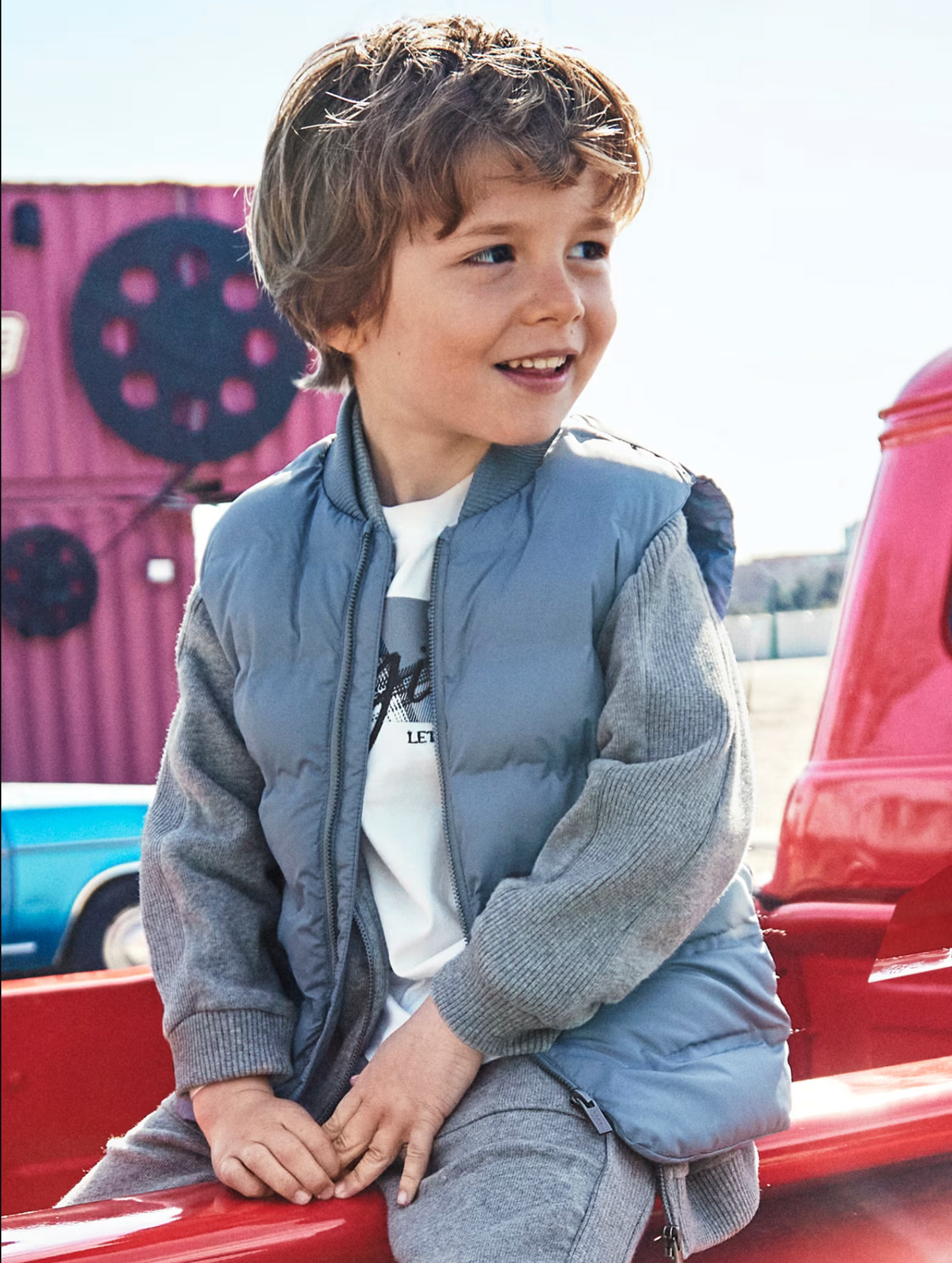 Mayoral Boys Quilted Vest-Cloudy