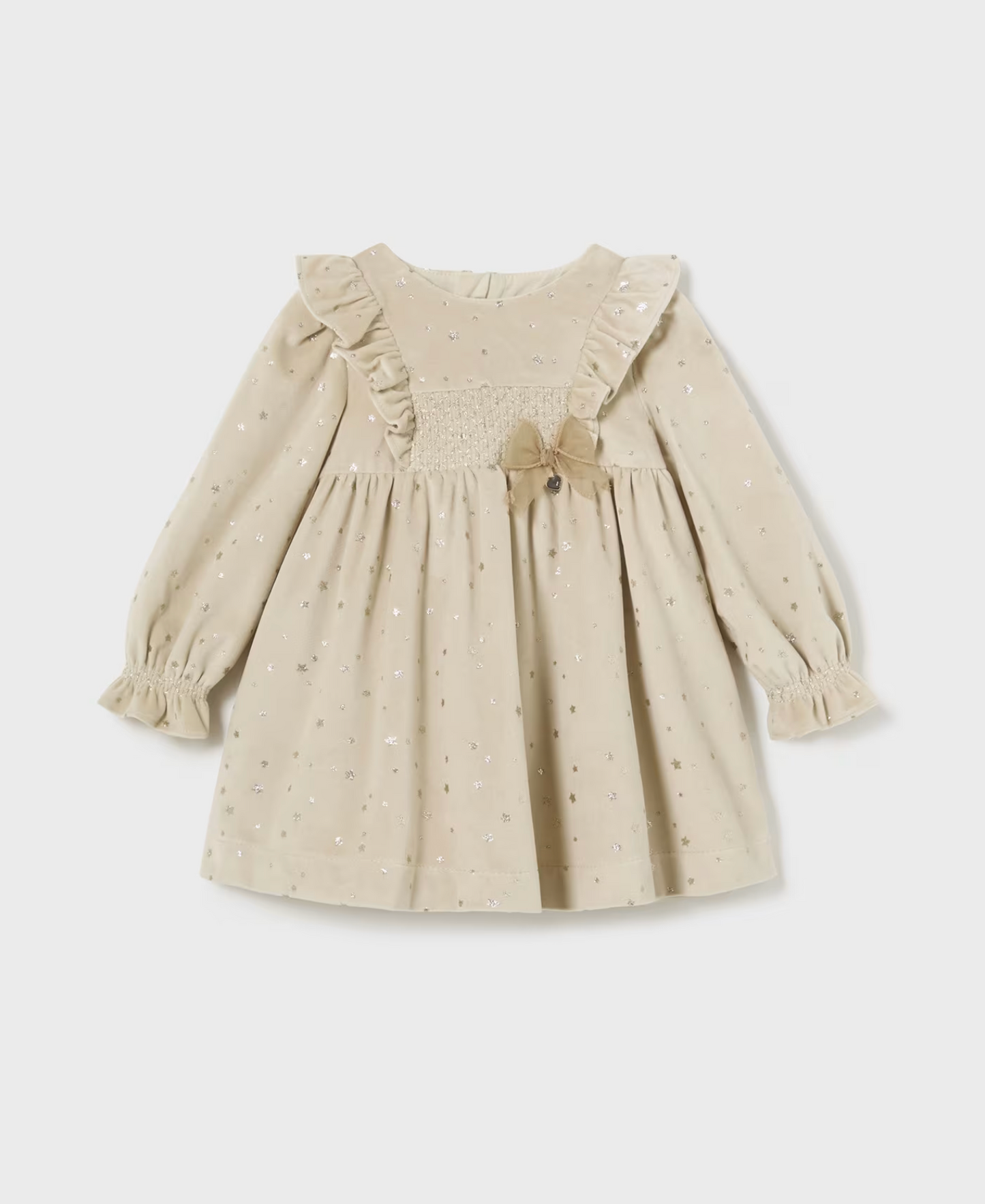 Mayoral Baby Girl Velvet Dress in Almond