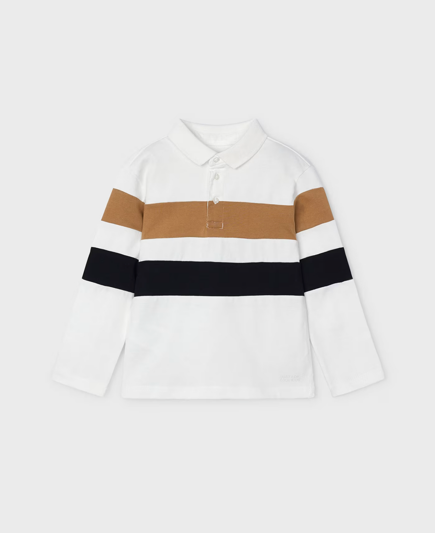 Mayoral Boys Cream Striped Long Sleeve Polo