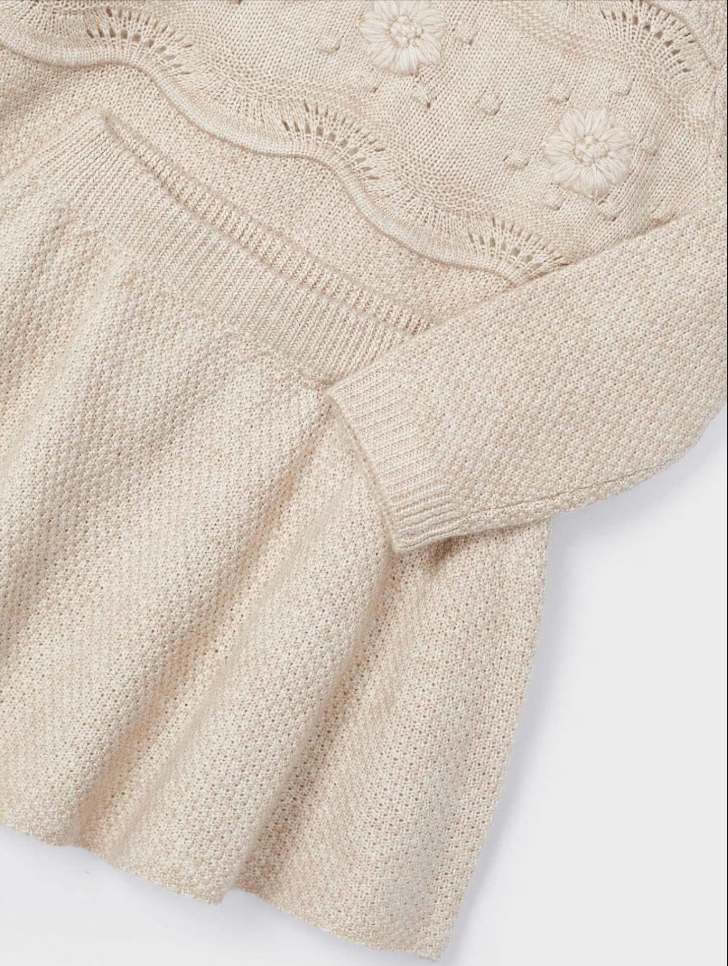 Mayoral Girls Knit Skirt and Sweater Set-Sand