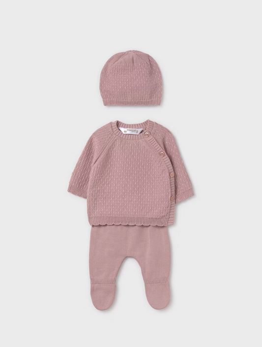 Mayoral Baby Girl 3-Piece Rose Knit Set