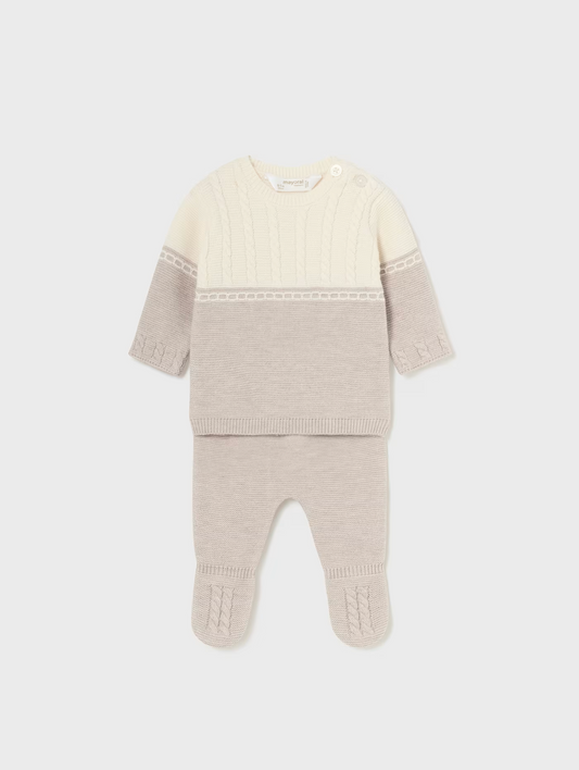 Mayoral Baby Striped Sweater And Footed Pants Set