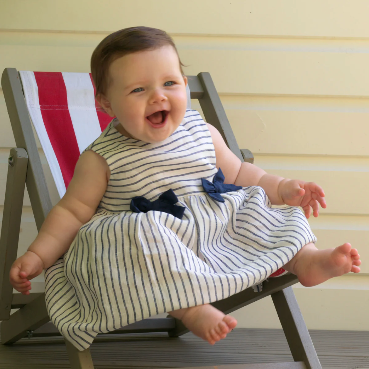 Rachel Riley Stripe Bow Dress & Bloomers