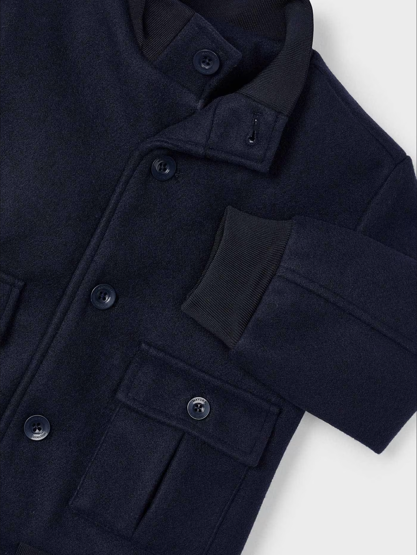 Mayoral Boys Navy Button Up Wool Coat