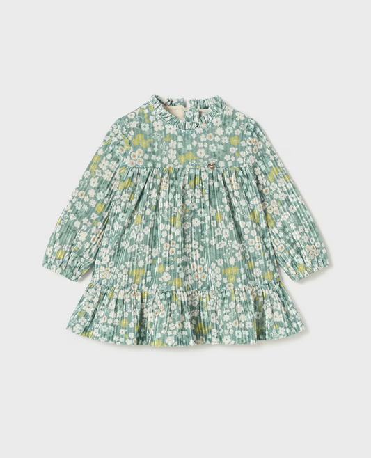 Mayoral Baby Girl Velvet Green Floral Dress