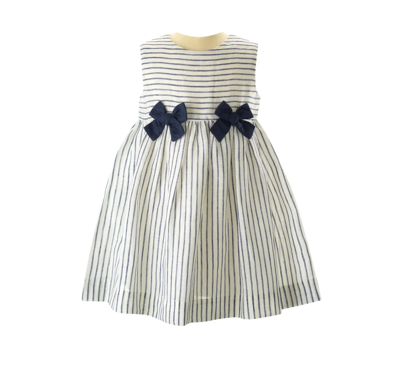 Rachel Riley Stripe Linen Bow Dress