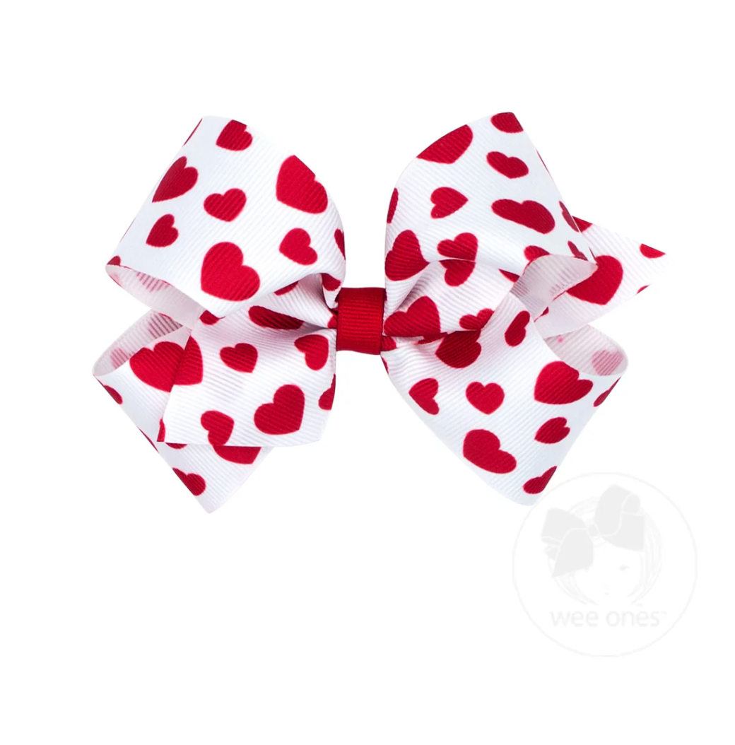 Wee Ones Medium Valentine Heart Print Bow