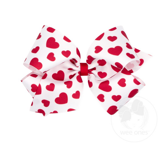 Wee Ones King Valentine Heart Print Bow