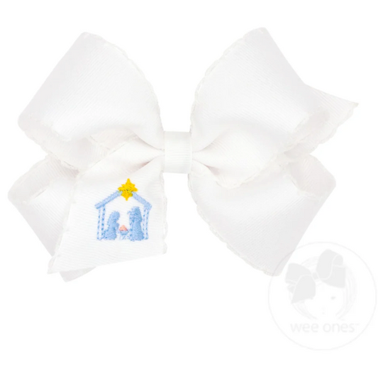 Wee Ones Medium Moonstitch Edge Nativity Scene Bow