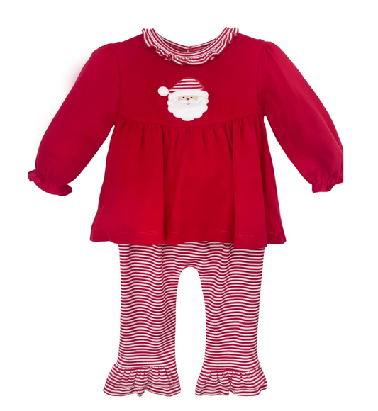 Girl's Red Santa Top and Pant Set