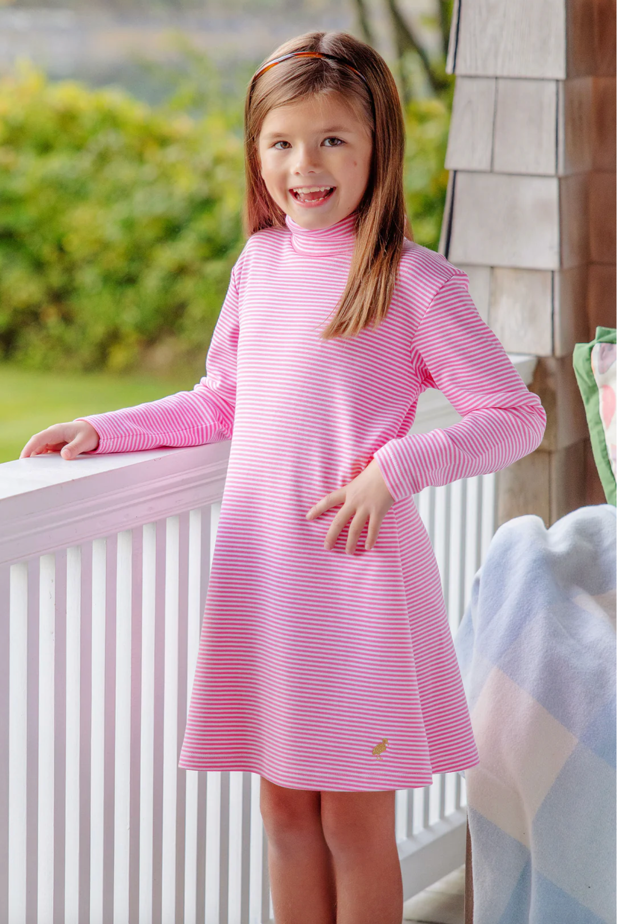 Tatum's Turtleneck Dress - Romany Rose Stripe