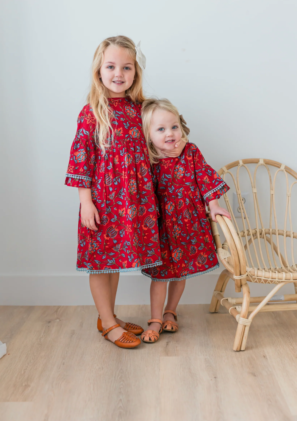 Red Floral Long Sleeve Dress