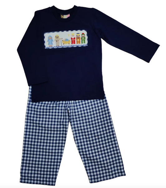 Nativity Smocked Boys Pant Set