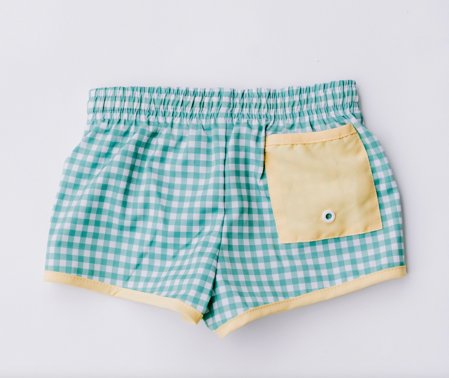 Green Gingham Swim Trunk