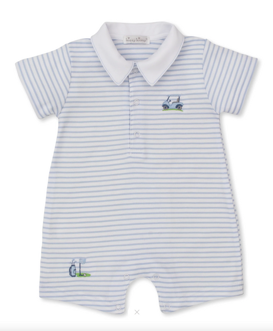 Kissy Kissy Fairway Foursome Blue Stripe Short Playsuit