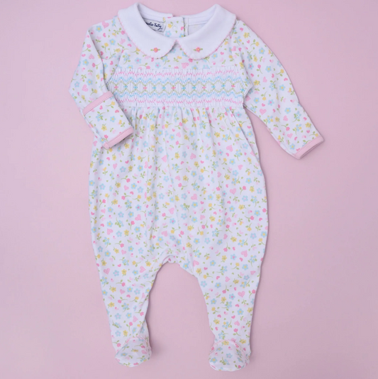 Magnolia Baby Classic Floral Smocked Collared Footie