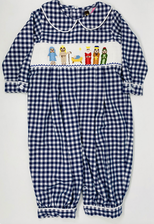 Nativity Smocked Boy Bubble Longall