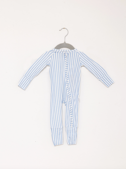 Uptown Baby Light Blue Mini Stripe Sleep Romper