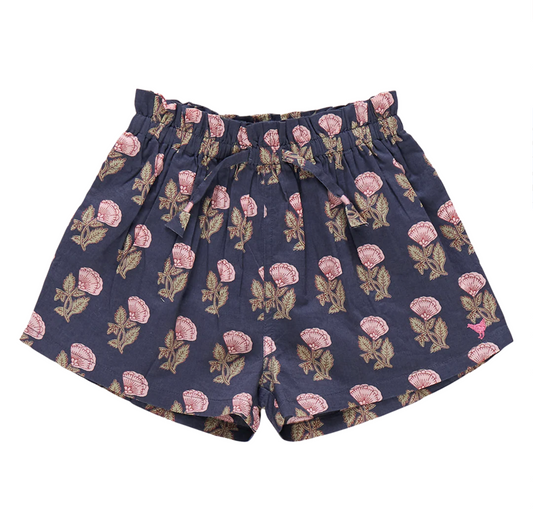 Girls Theodore Short - Navy Flower Drop