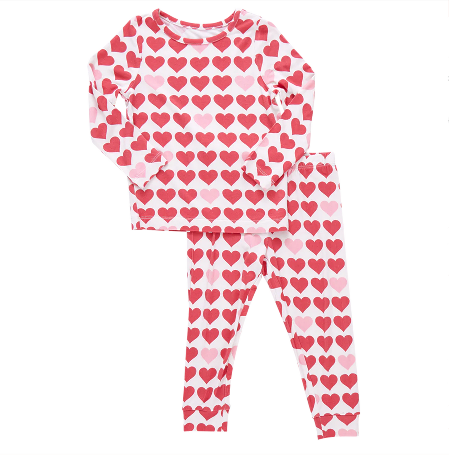 Kids Bamboo PJ Set - Tiny Hearts