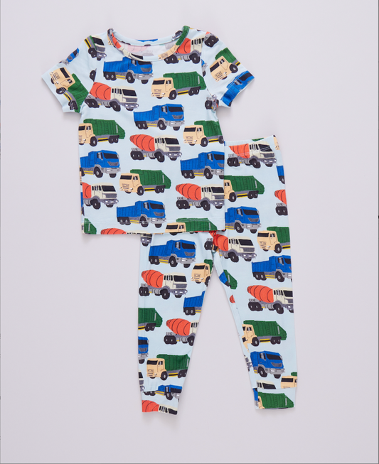 Kids Bamboo PJ Set - Dump Trucks