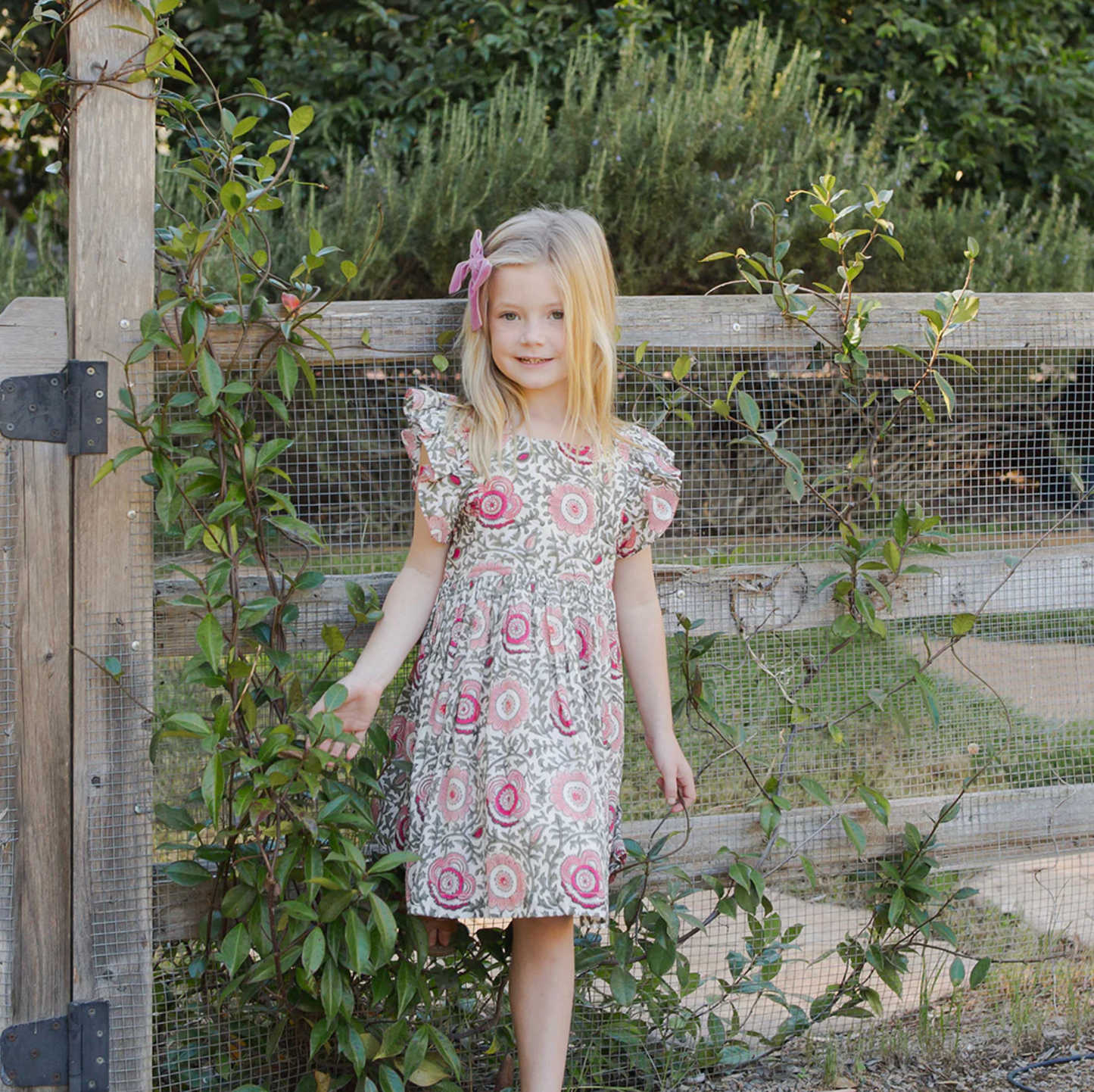 Girls Elsie Dress - Pink Lisbon Floral