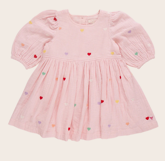 Girls Brooke Dress - Candy Heart Embroidery