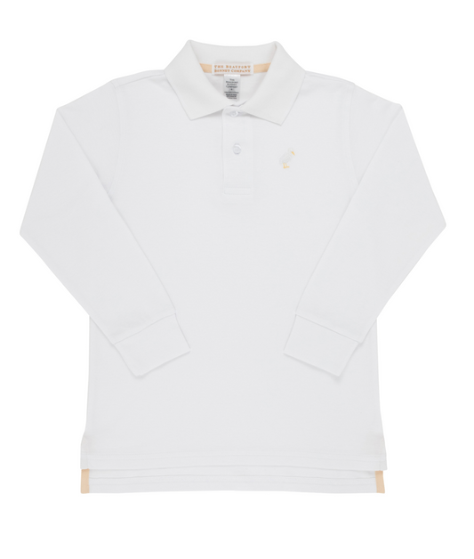 Long Sleeve Prim & Proper Polo & Onesie - Worth Avenue White