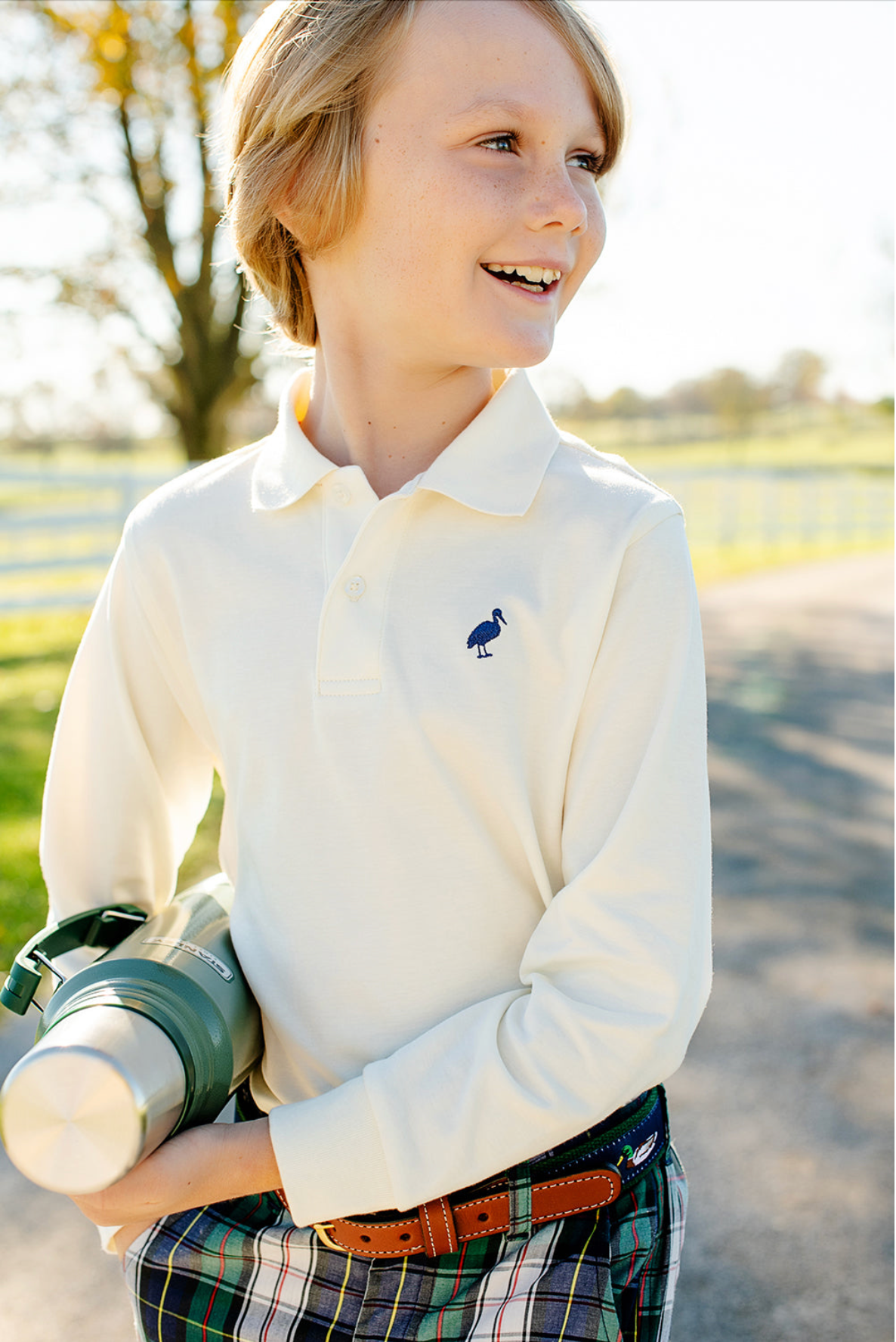 Long Sleeve Prim & Proper Polo & Onesie - Palmetto Pearl