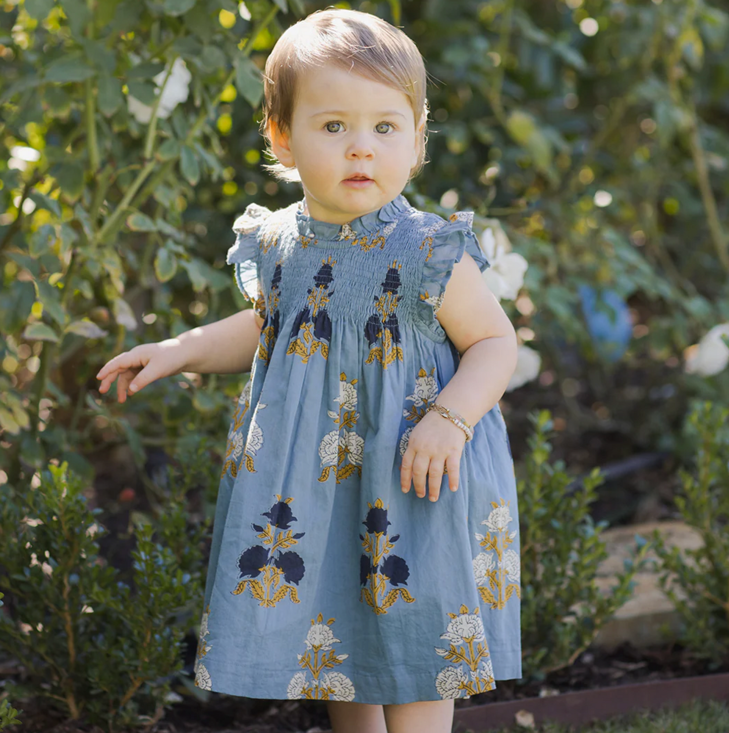 Baby Girls Stevie Dress Set - Blue Flowerette