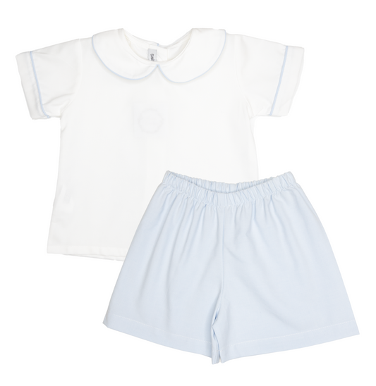 White/ Blue Boy Short Set