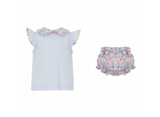 Blue and Pink Liberty Floral Bloomer Set