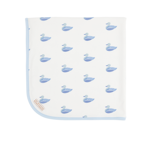 Baby Buggy Blanket - Merrimack Quack Quacks with Buckhead Blue