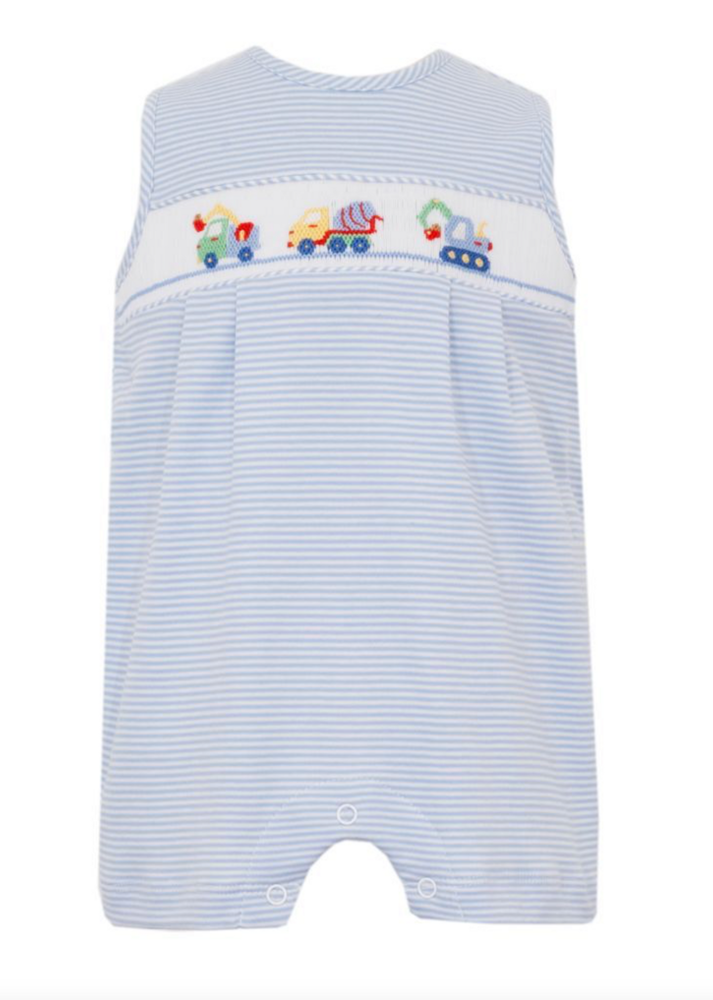 Light Blue Stripe Knit Jon Jon - Construction Cars