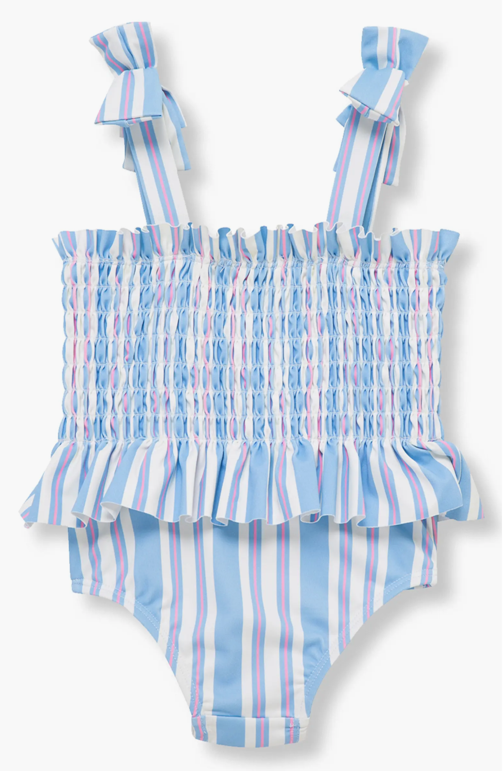 Stripe Smocked One-Piece Swimsuit - Pink or Blue