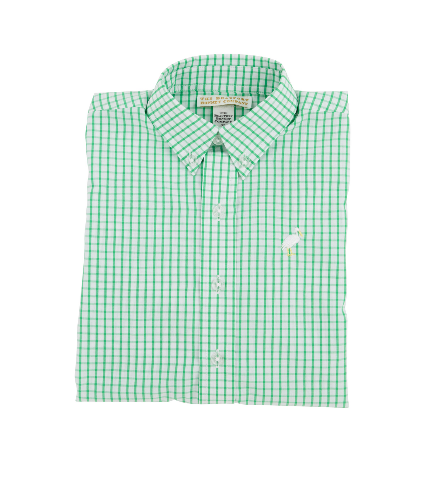 Dean's List Dress Shirt - Kiawah Kelly Green Windowpane with Multicolor Stork