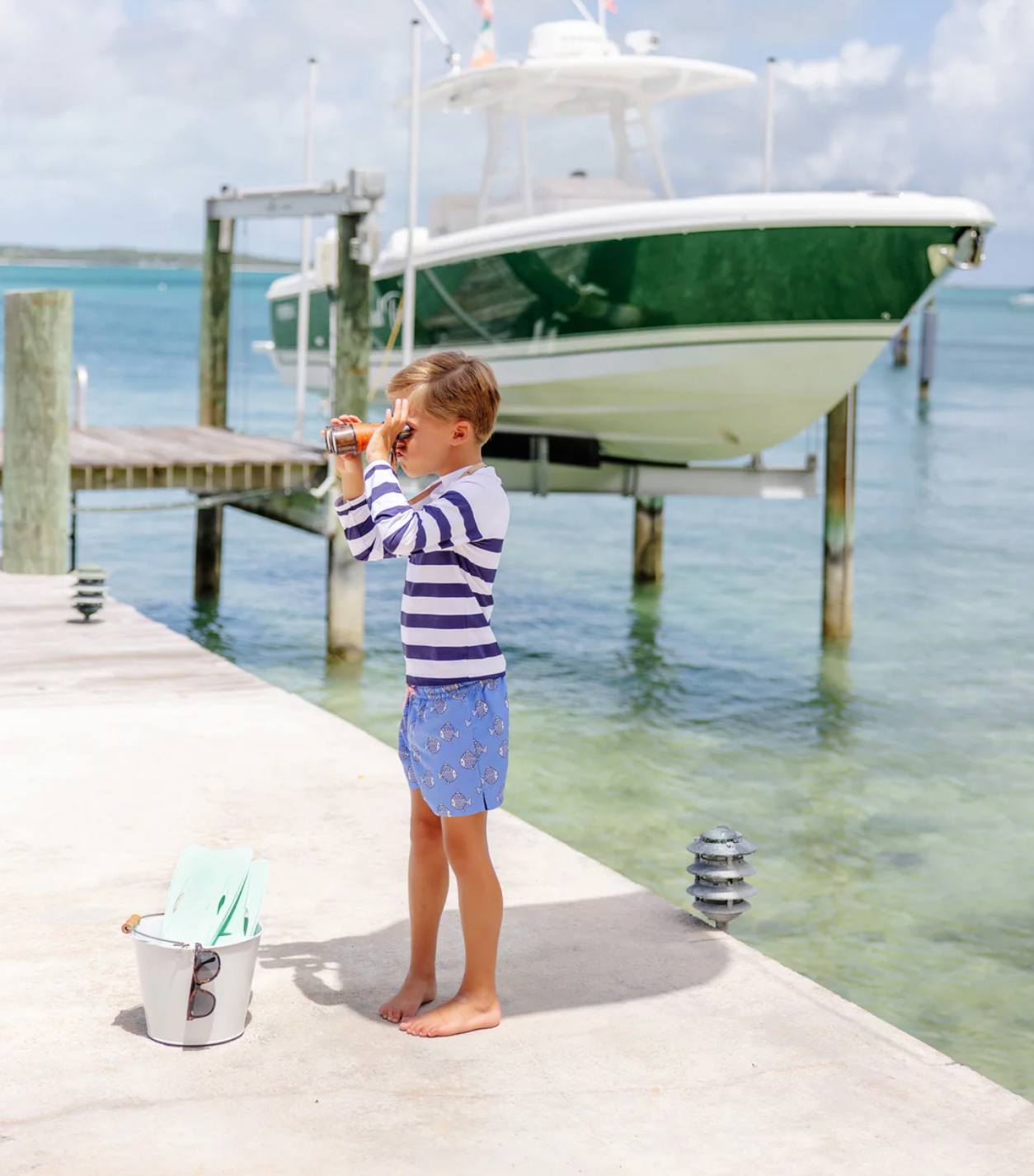 Walker's Wave Spotter Swim Shirt (UPF 35+) - Nantucket Navy Stripe