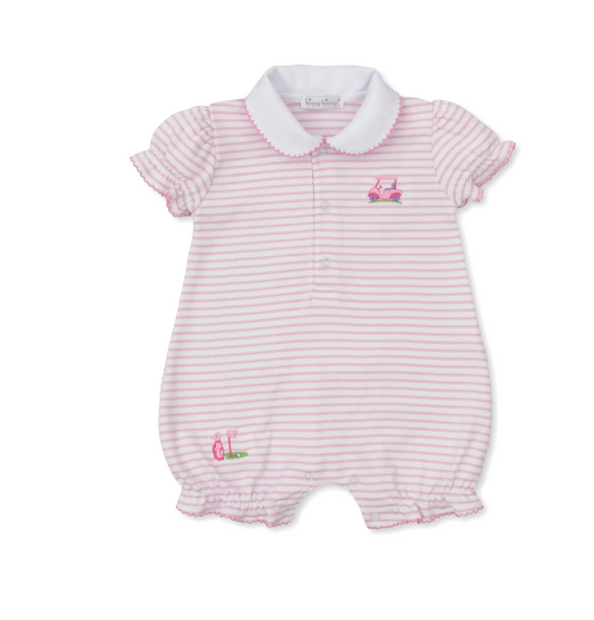 Fairway Foursome Pink Stripe Short Playsuit